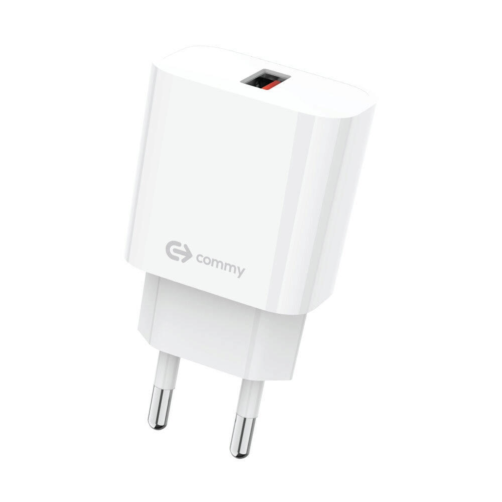 Adapter 1USB Charger+Cable TYPE-C COMMY (18W/AD-E0006+A) White
