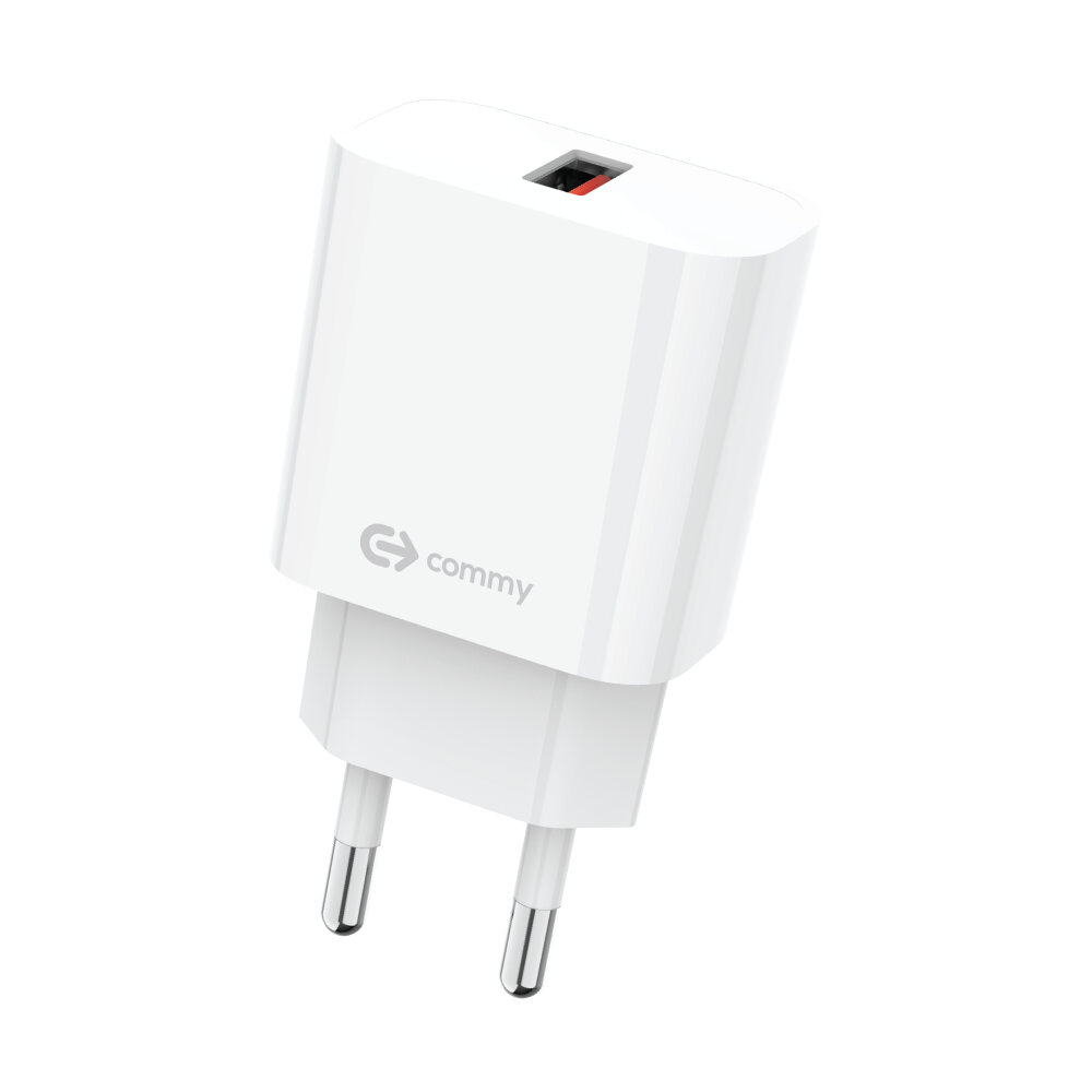 Adapter 1 USB Charger+Cable Type-C COMMY (18W/ADD1801C) White