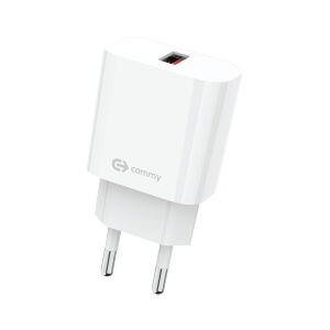 Adapter 1 USB Charger+Cable Type-C COMMY (18W/ADD1801C) White