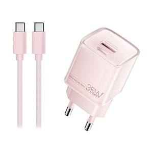 Adapter 1 Type-C Charger+Cable Type-C REMAX (35W,U181) Pink