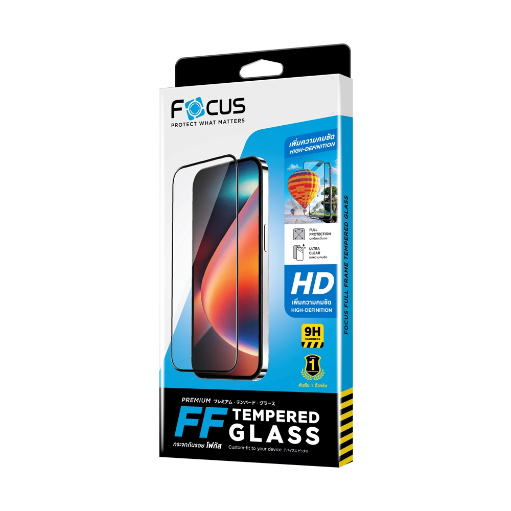 ฟิล์ม iPhone 16e FOCUS กระจกแบบใสเต็มจอขอบดำ