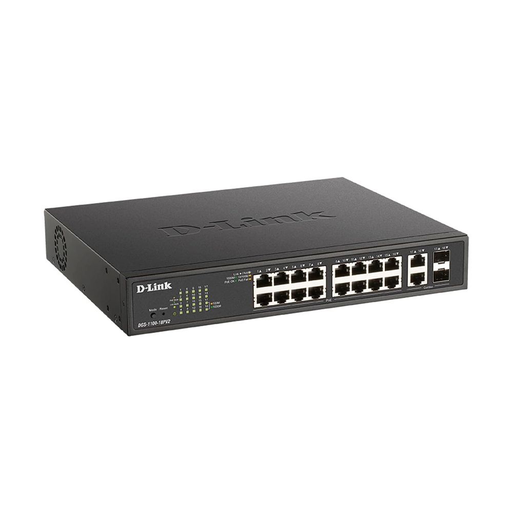 Gigabit Switching Hub 16 Port D-LINK DGS-1100-18P V2 (11",16 PoE)