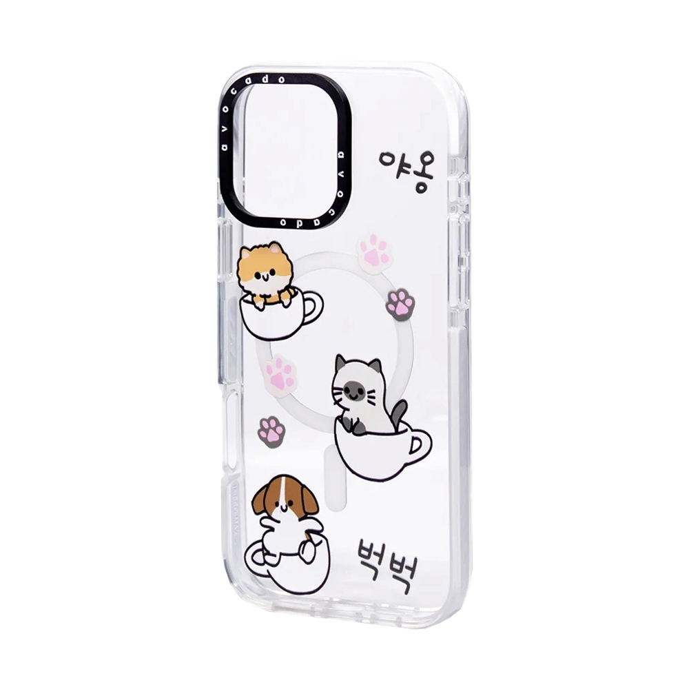 Case iPhone 16 AVOCADO Cat in the cup Crystal Clear
