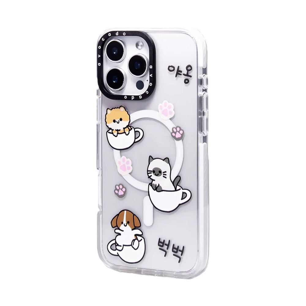 Case iPhone 16 AVOCADO Cat in the cup Crystal Clear