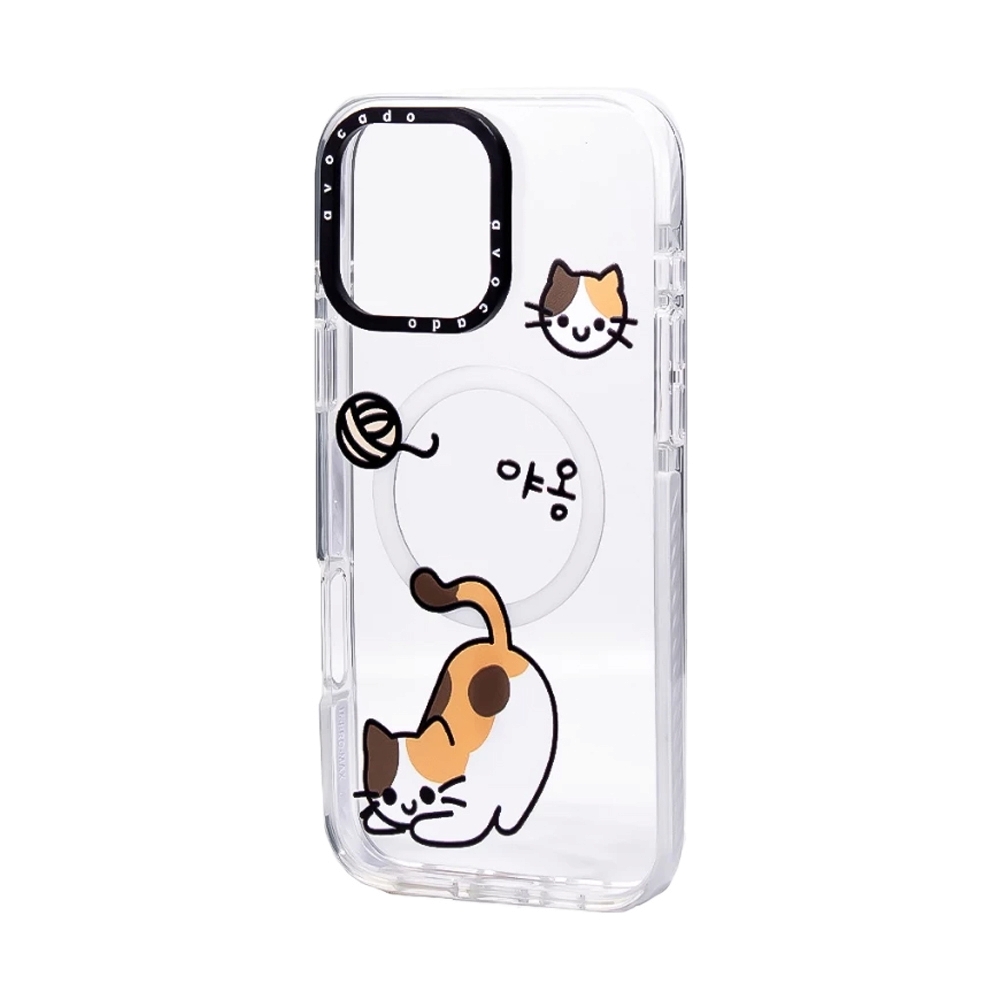 Case iPhone 16 Pro AVOCADO Happy Cat - Crystal Clear