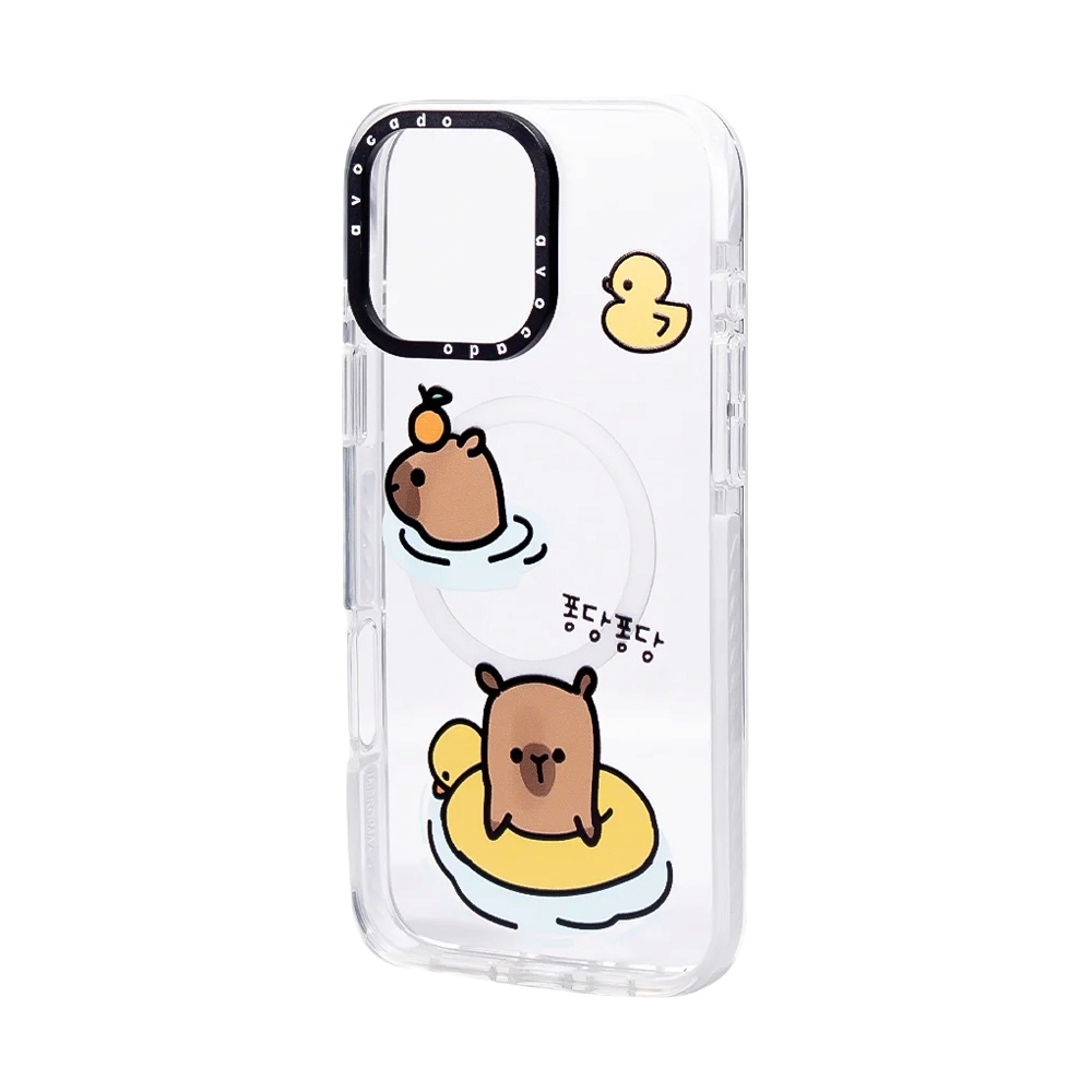 Case iPhone 16 AVOCADO Swimming Capybara Crystal Clear