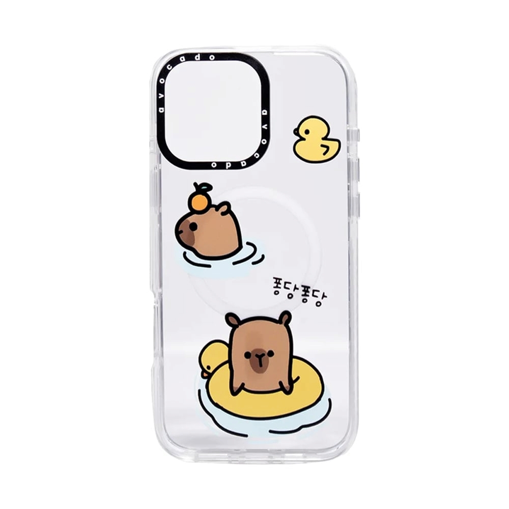 Case iPhone 16 Pro AVOCADO Swimming Capybara - Crystal Clear