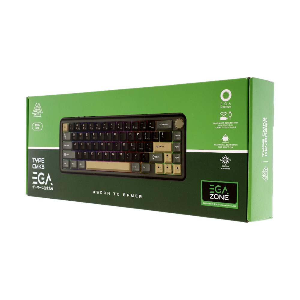 KEYBOARD WIRELESS BLUETOOTH EGA CMK8 BLACK BROWN (SAIKO ONE CLICKY SWITCH คีย์บอร์ด)