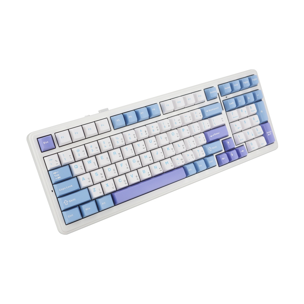 KEYBOARD WIRELESS BLUETOOTH AULA F99 WHITE BLUE PURPLE (GRAYWOOD SWITCH คีย์บอร์ด)