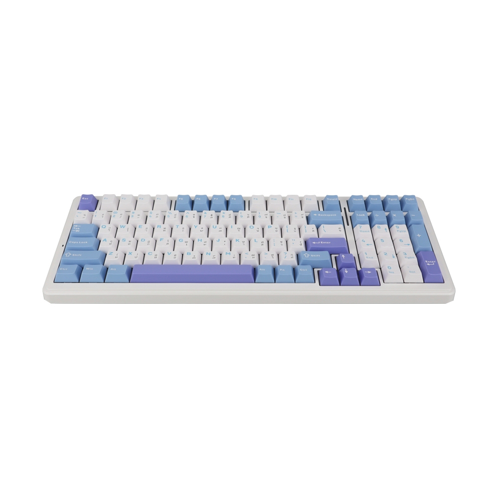 KEYBOARD WIRELESS BLUETOOTH AULA F99 WHITE BLUE PURPLE (GRAYWOOD SWITCH คีย์บอร์ด)