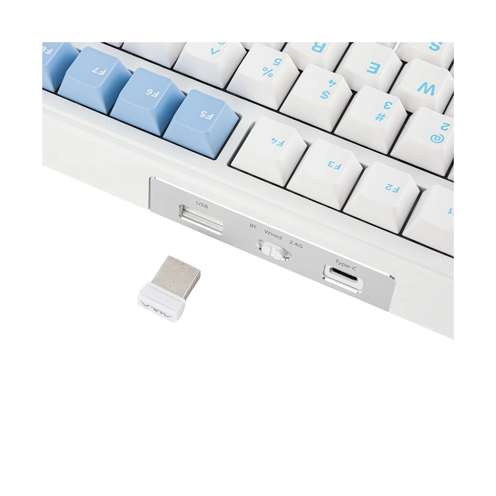 KEYBOARD WIRELESS BLUETOOTH AULA F99 WHITE BLUE PURPLE (GRAYWOOD SWITCH คีย์บอร์ด)