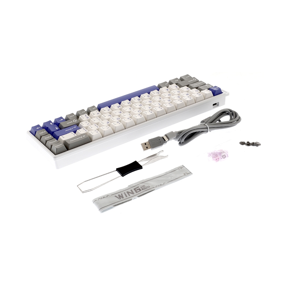 KEYBOARD AULA WIN68 WHITE GRAY BLUE (MAGNETIC SWITCH คีย์บอร์ด)