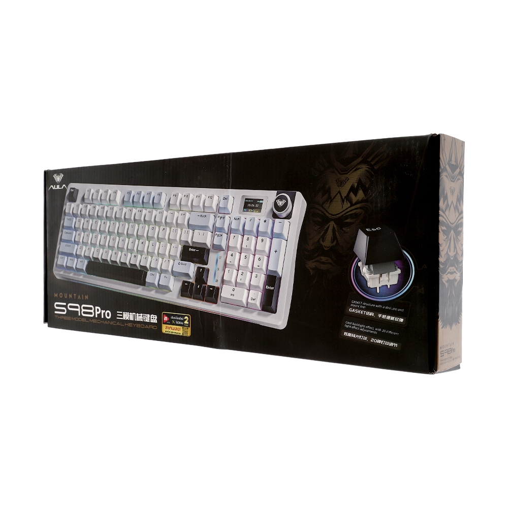 KEYBOARD WIRELESS BLUETOOTH AULA S98PRO LIGHT BLUE WHITE BLACK PURPLE (NIMBUS SWITCH คีย์บอร์ด)
