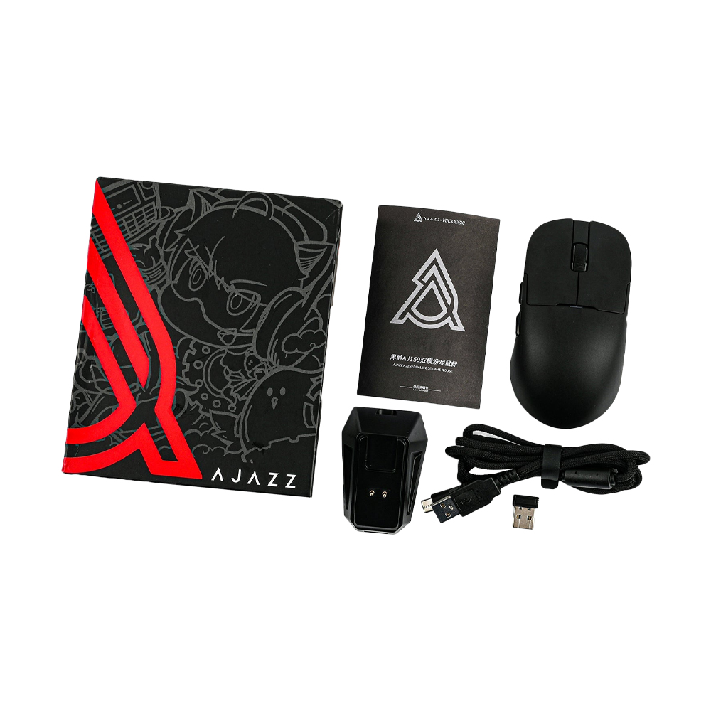 MOUSE WIRELESS BLUETOOTH AJAZZ AJ159 APEX 8K METEORITE BLACK (เมาส์ไร้สาย+แท่นชาร์จ)