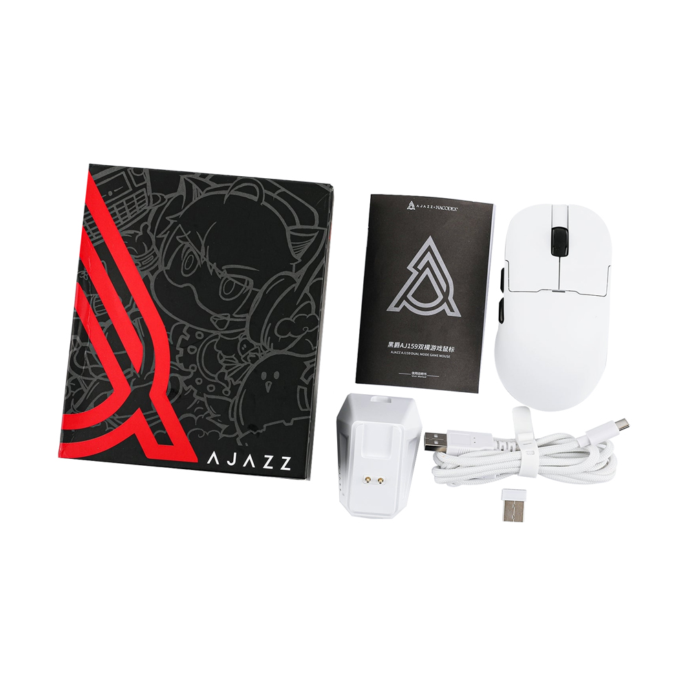MOUSE WIRELESS BLUETOOTH AJAZZ AJ159 APEX 8K SNOW WHITE (เมาส์ไร้สาย+แท่นชาร์จ)
