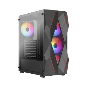ATX CASE (NP) AEROCOOL VOLCAN-G-BK-V1 BLACK