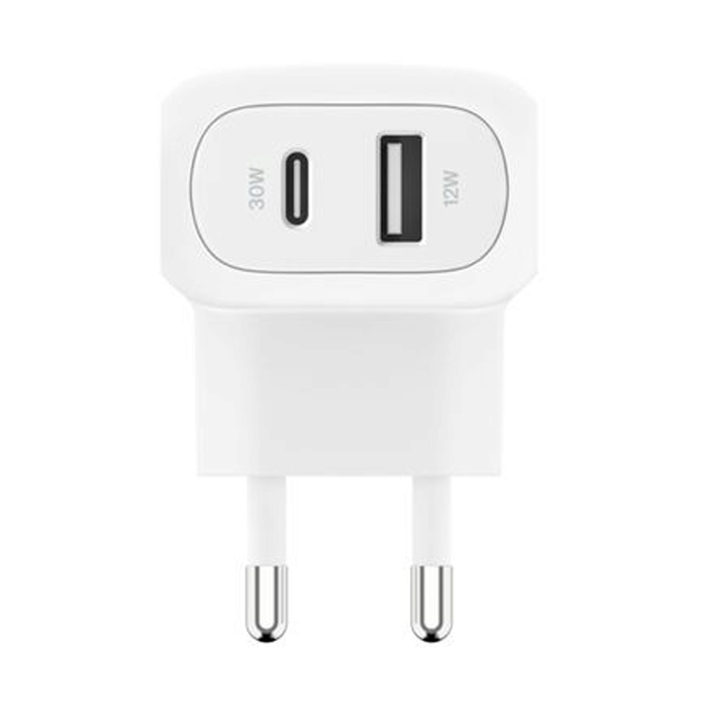 Adapter 2 Ports (1 USB + 1 Type-C) Charger BELKIN (42W,WCB009thWH) White