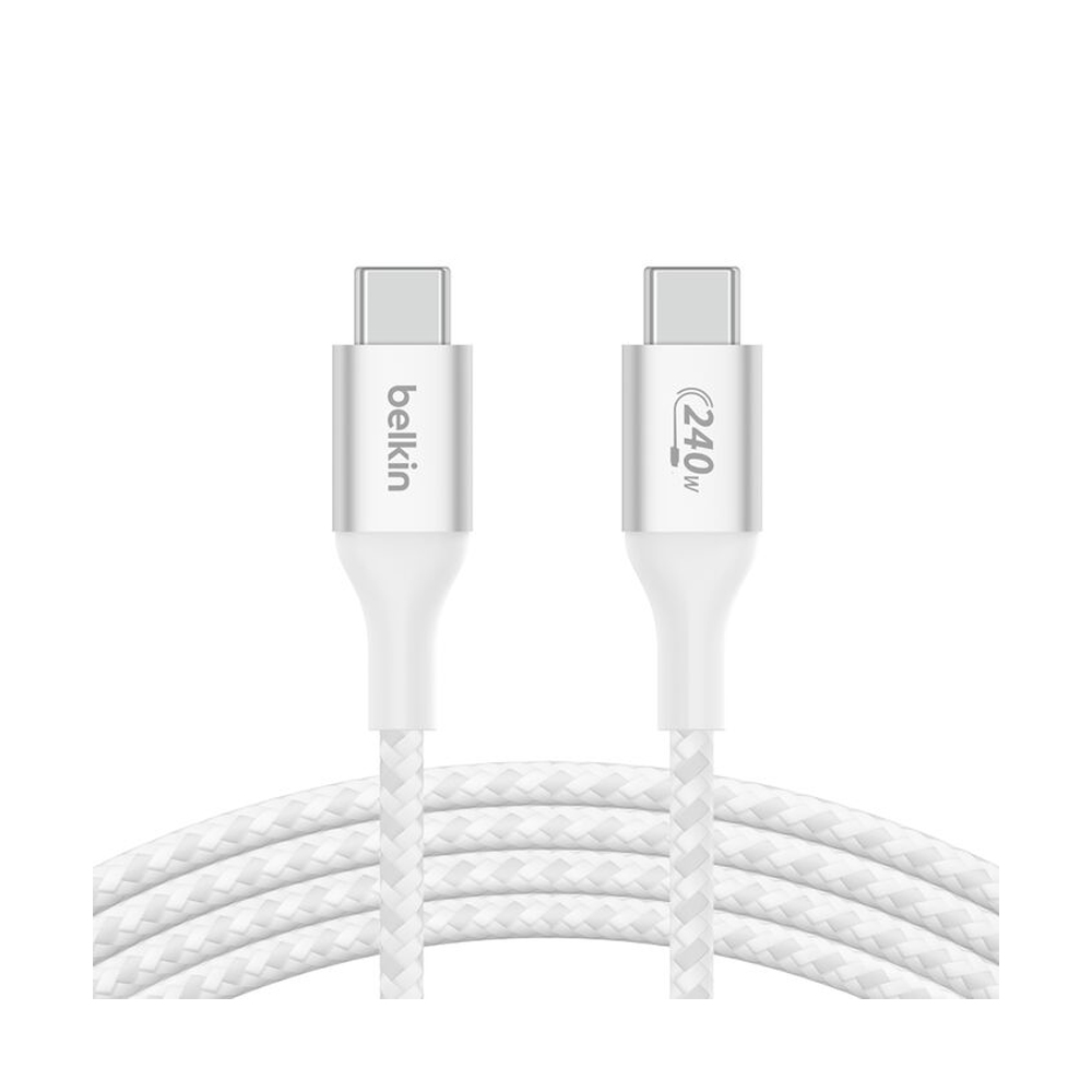 1M Cable Type-C TO Type-C BELKIN (240W,BRAIDED,CAB015BT1MWH) White