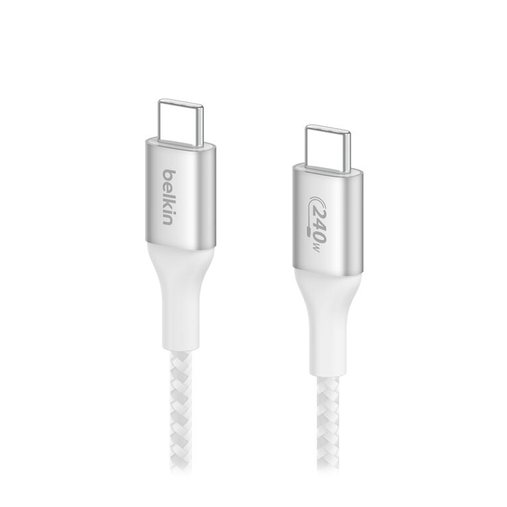 1M Cable Type-C TO Type-C BELKIN (240W,BRAIDED,CAB015BT1MWH) White