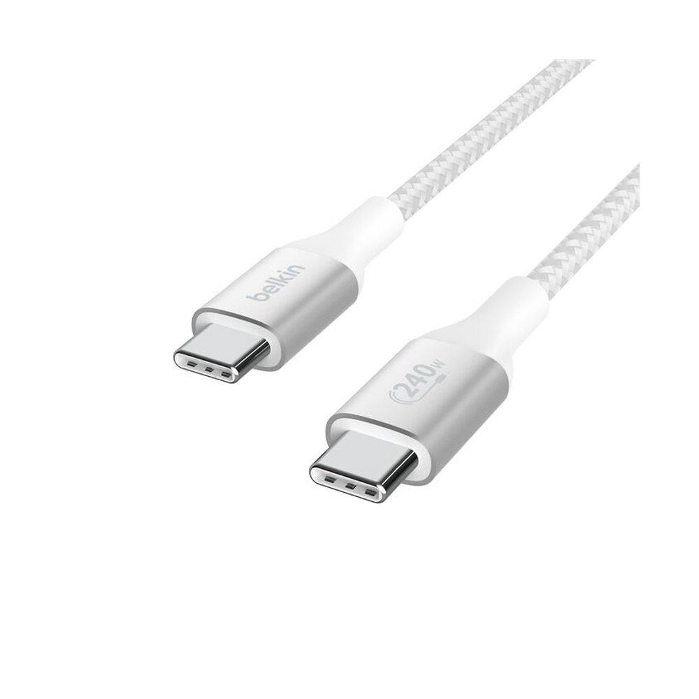 1M Cable Type-C TO Type-C BELKIN (240W,BRAIDED,CAB015BT1MWH) White