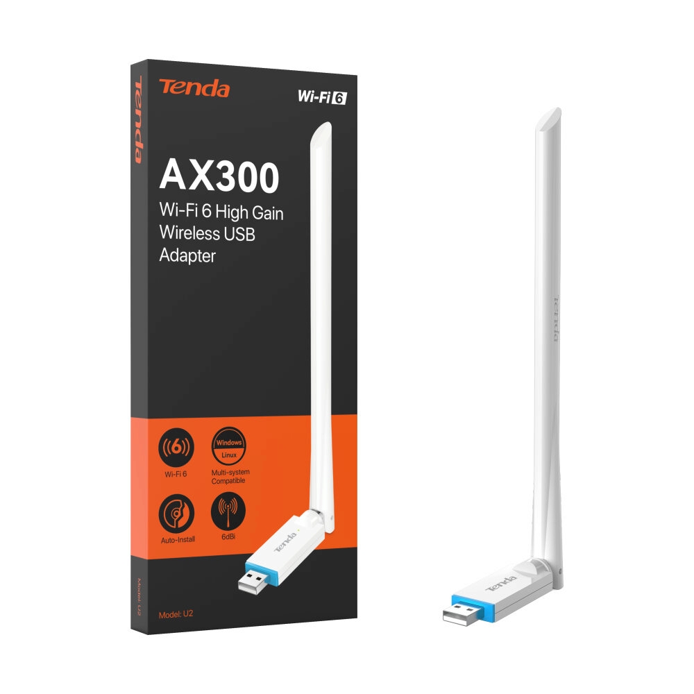 Wireless USB Adapter TENDA (U2 V5.0) AX300 WiFi 6 High Gain