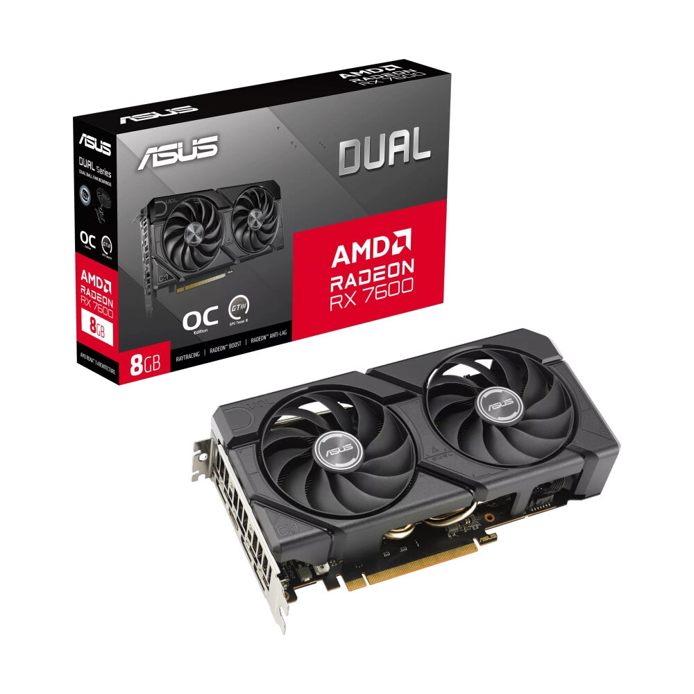 VGA ASUS RADEON RX 7600 DUAL O8G EVO - 8GB GDDR6