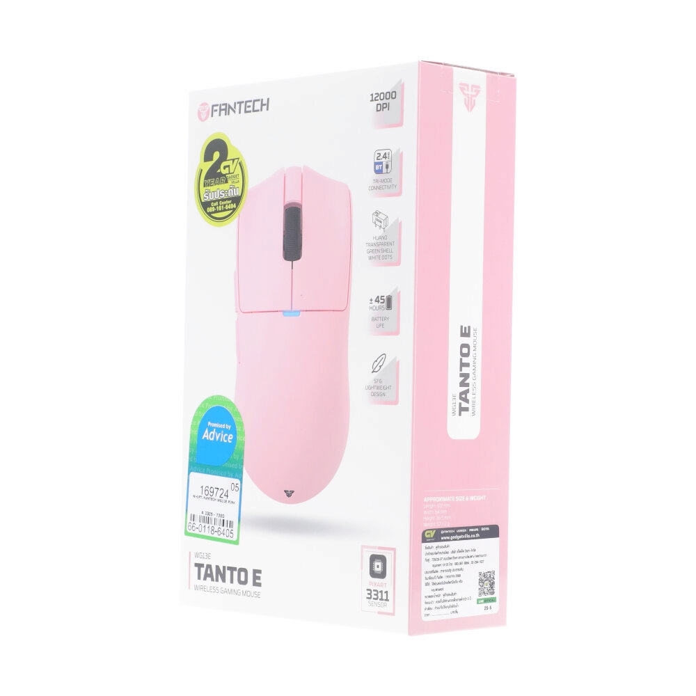 MOUSE WIRELESS BLUETOOTH FANTECH WG13 TANTO E PINK (เมาส์ไร้สาย)