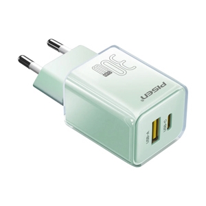 Adapter 2 Ports (1 USB + 1 Type-C) Charger PISEN (30W,TP-C52) Green