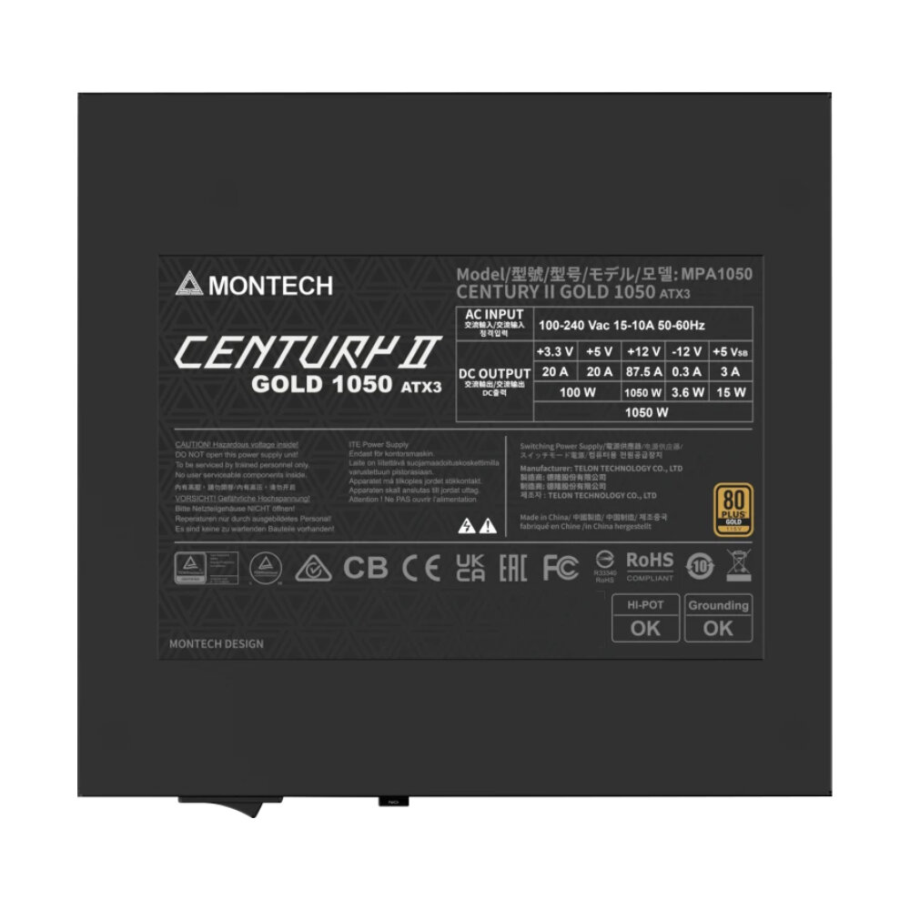 POWER SUPPLY (CYBENETICS PLATINUM) 1050W MONTECH CENTURY II