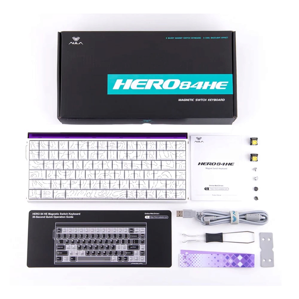 KEYBOARD AULA HERO84HE WHITE PLUTO (MAGNETIC SWITCH คีย์บอร์ด)