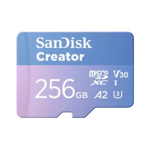 256GB Micro SD Card SANDISK Creator With SD Adapter SDSQXAV-256G-GN6MS (190MB/s.)
