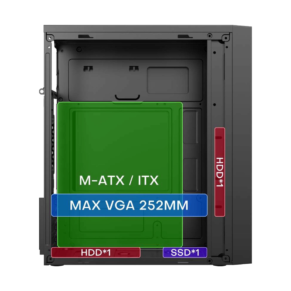 mATX CASE (NP) CUBIC PHILIA BLACK