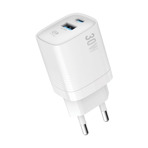 Adapter 2 Ports (1 USB + 1Type-C) Charger COMMY (30W,AD3001) White