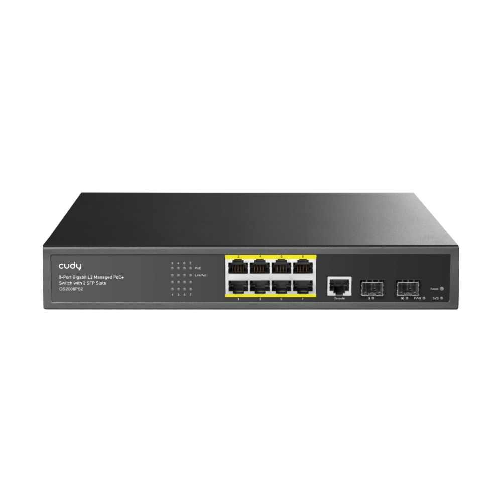 Gigabit Switching Hub CUDY (GS2008PS2) 8 Port POE (11")