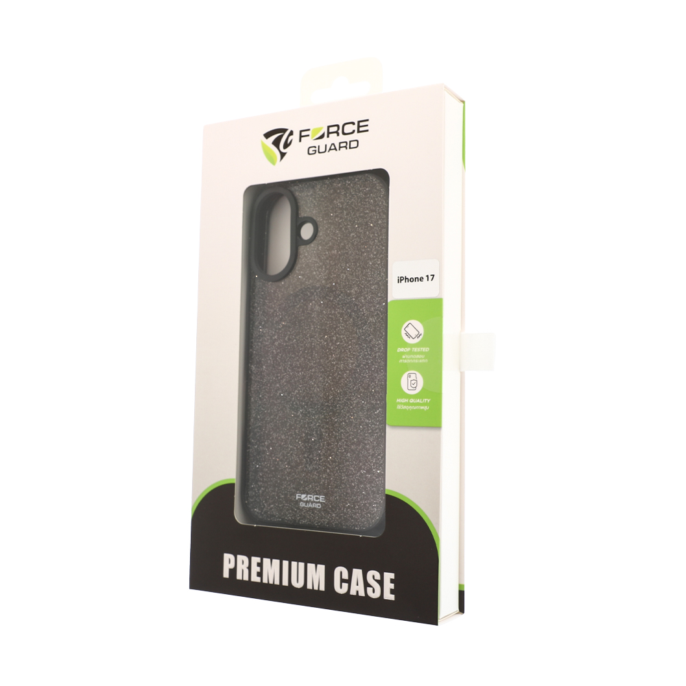 Case iPhone 17 FORCEGUARD Glitter Spectre - black