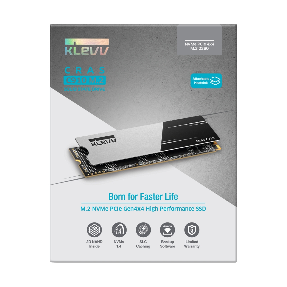 500 GB SSD M.2 PCIe 4.0 KLEVV CRAS C910 (K500GM2SP0-C91) NVMe M.2 2280