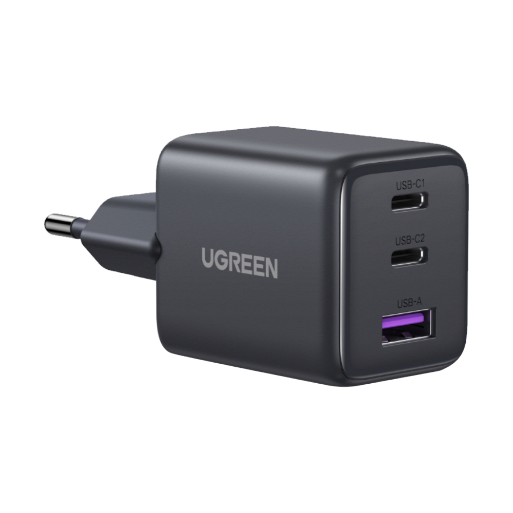 Adapter 3 Ports (1 USB + 2 Type-C) Charger UGREEN (30W,65573) Grey