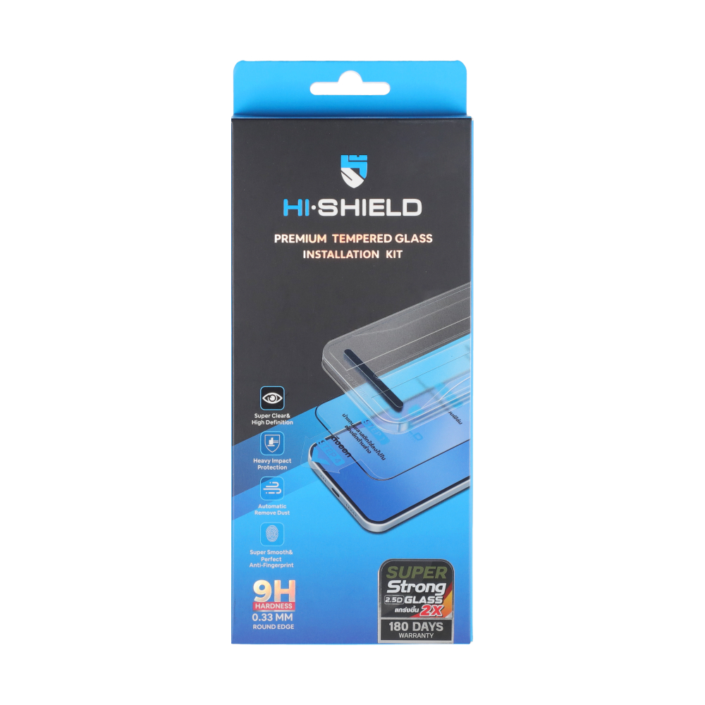 Film HI-SHIELD กระจกกันรอยแบบเต็มจอ+เครื่องติด iPhone 16 Plus - Black