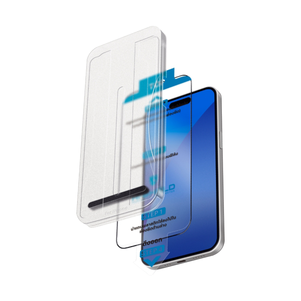 Film HI-SHIELD กระจกกันรอยแบบเต็มจอ+เครื่องติด iPhone 16 Plus - Black