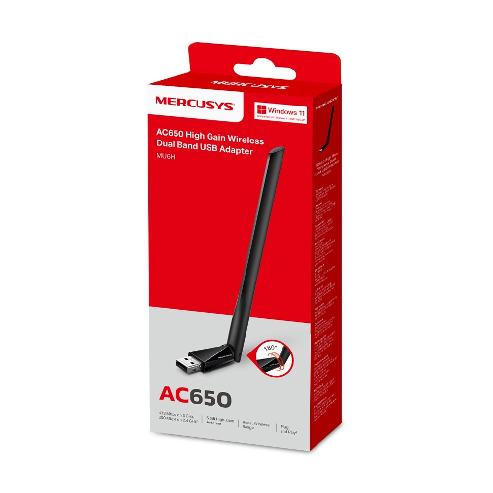 Wireless USB Adapter MERCUSYS (MU6H V1.3) AC650 Dual Band High Gain