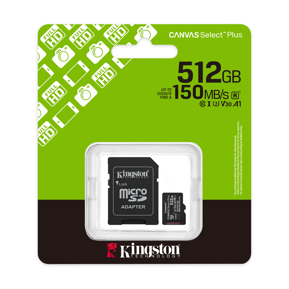 512GB Micro SD Card KINGSTON Canvas Select Plus SDCS3 (150MB/s.)
