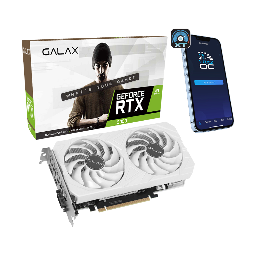 VGA GALAX GEFORCE RTX 3050 EX WHITE - 6GB GDDR6