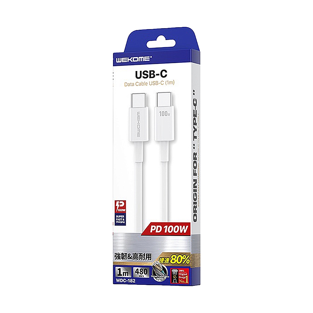 WEKOME สายชาร์จ Type-C To Type-C 100W 1M White (WDC-182)