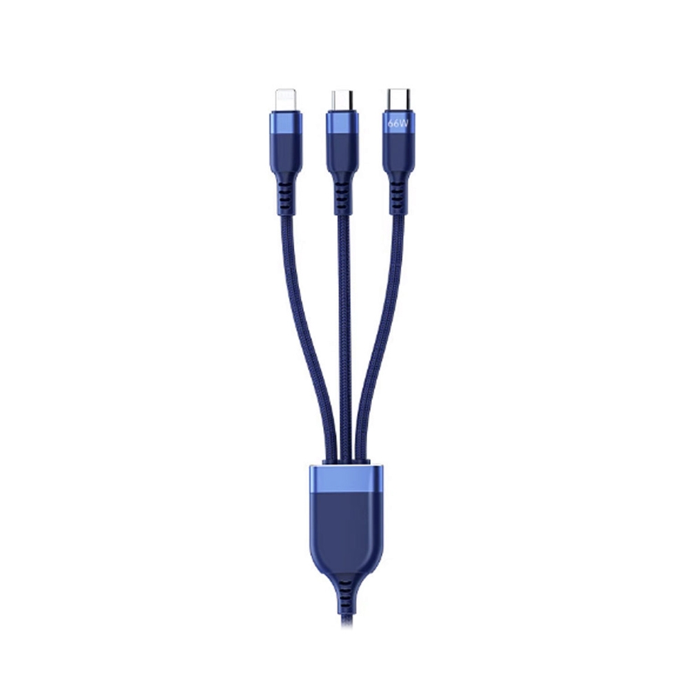 REMAX สายชาร์จ Charger 3in1 65W 1M Blue (RC-C068)