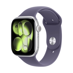 Apple Watch Series 11 GPS 46mm Silver Aluminium with Purple Fog Sport Band - S/M (MEV94SA/A)