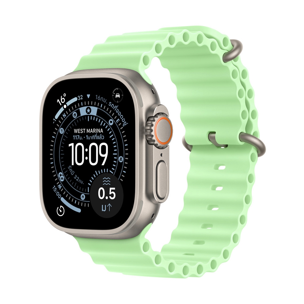 สาย Apple Watch 49mm Neon Green OceanBand Extension Natural Titanium Finish (MGCG4FE/A)