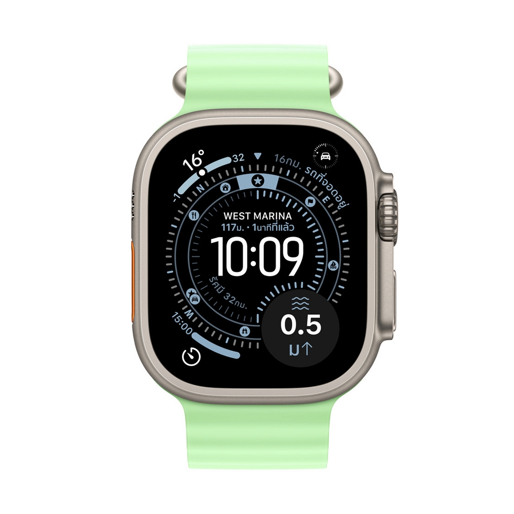 สาย Apple Watch 49mm Neon Green OceanBand Extension Natural Titanium Finish (MGCG4FE/A)
