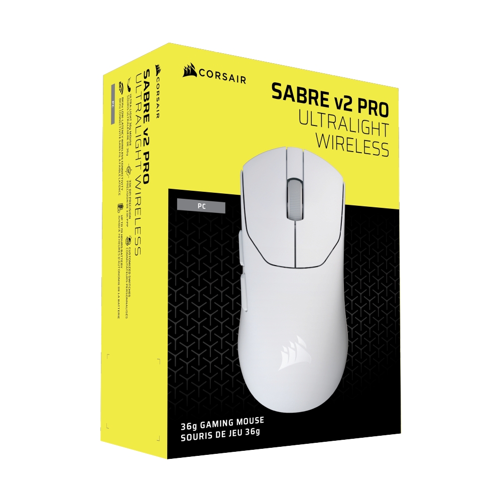 MOUSE WIRELESS BLUETOOTH CORSAIR SABRE V2 PRO ULTRALIGHT WHITE (เมาส์ไร้สาย)