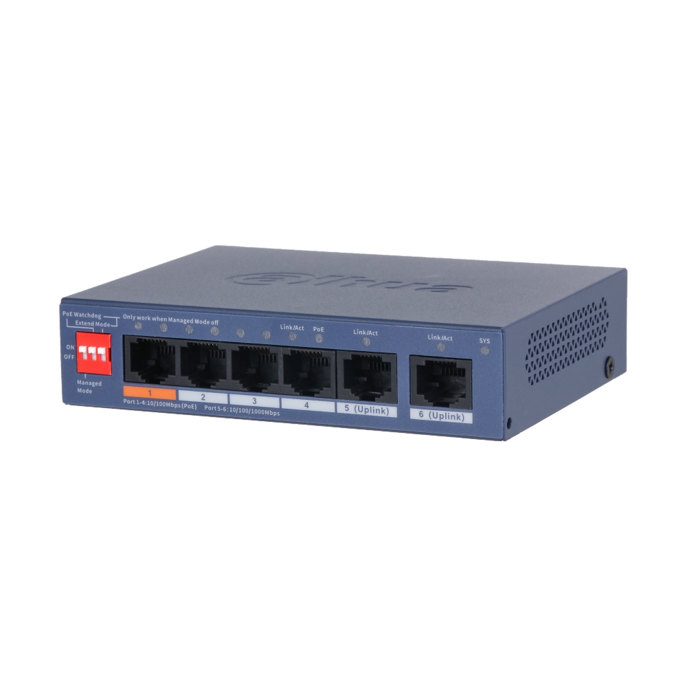 Switching Hub 4 Port DAHUA DH-CS4006-4ET2GT-60 (4.5'',4 PoE)