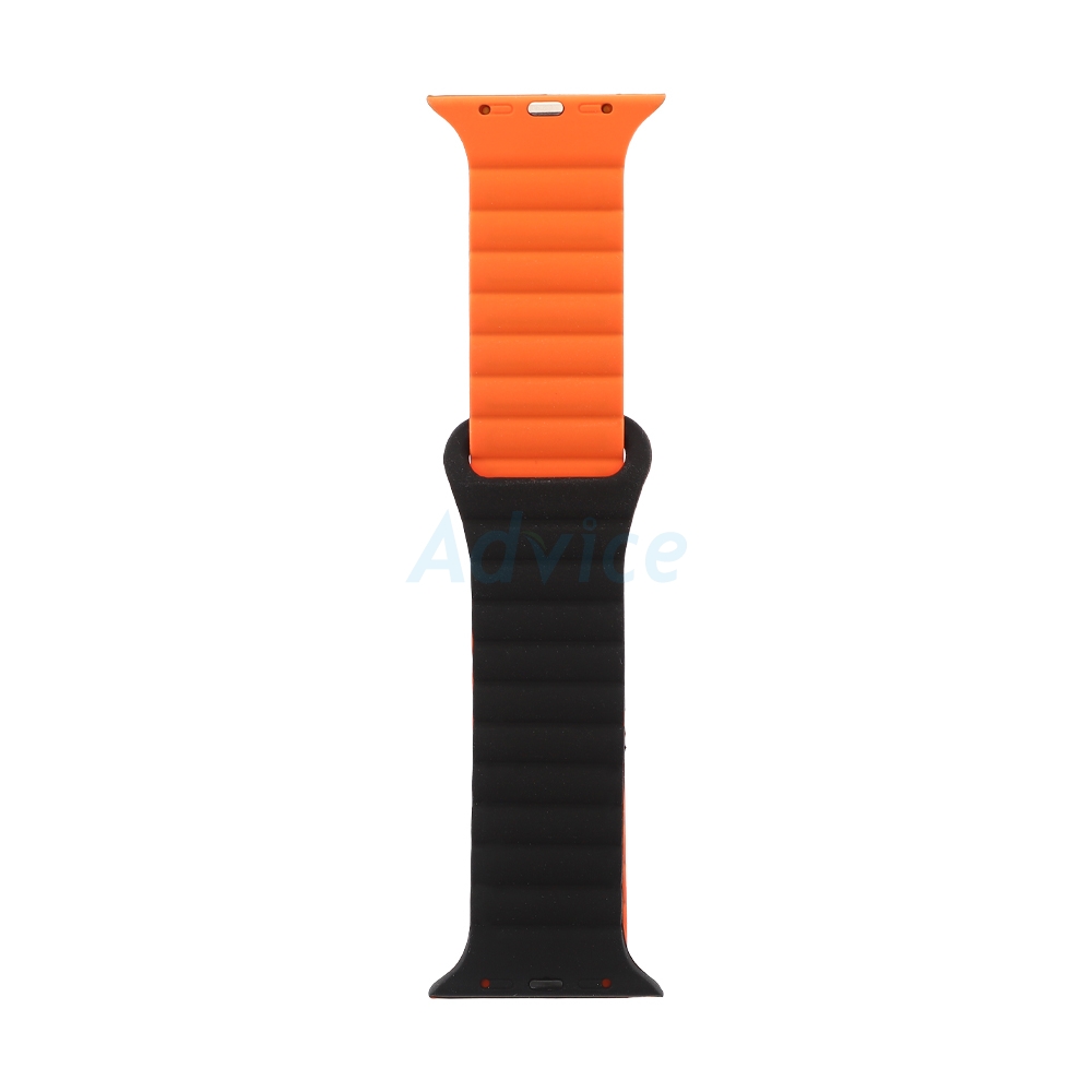 สาย Apple Watch PANTHERA 46mm Silicone with Magnet Black/Orange